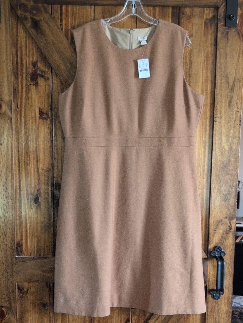 New J. Crew Camel Sleeveless Wool Blend Shift Dress Sz. 20